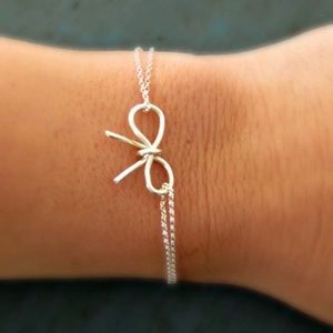 Dainty Sterling Silver Gold Filled Bow Bracelet